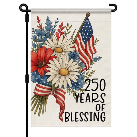 Aymolas Blessing flag front view showcases vibrant colors for garden display.