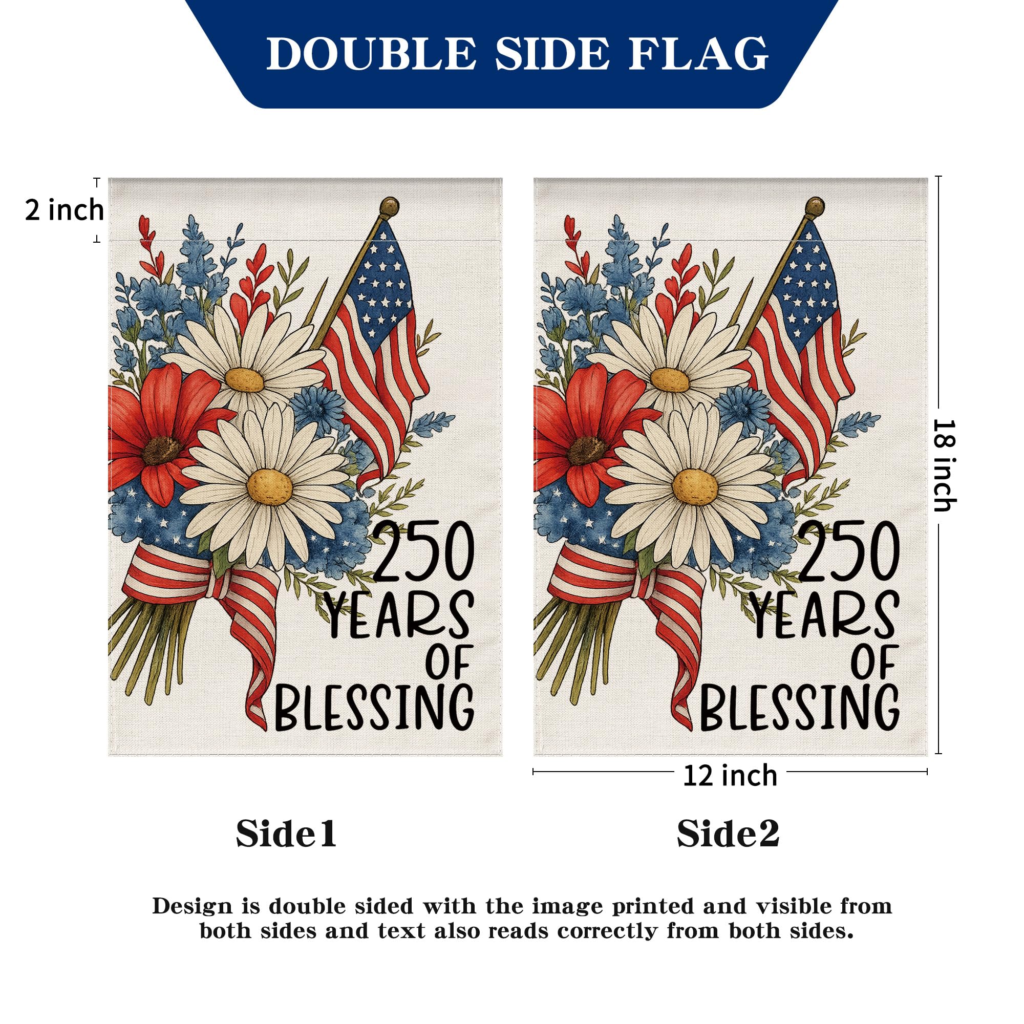 Aymolas Blessing flag garden display brightens outdoor spaces.