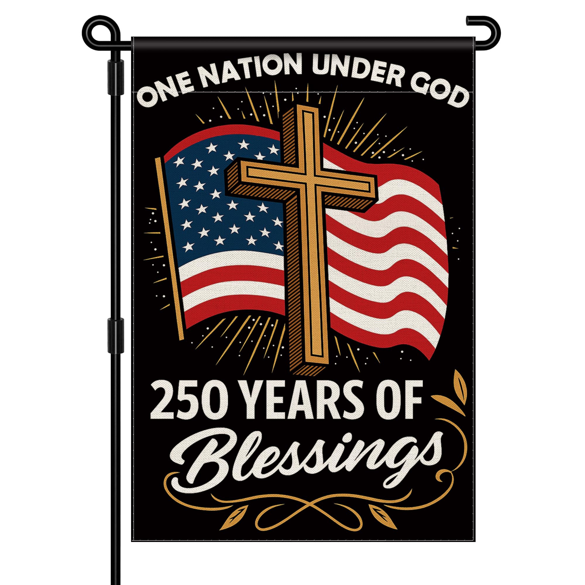 Aymolas Blessings 250 Years USA flag front view for outdoor display.