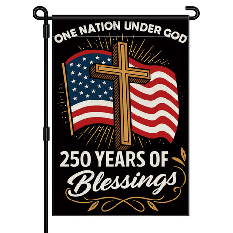 Aymolas Blessings 250 Years USA flag front view for outdoor display.