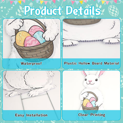 Aymolas bunny garden sign guides pathways with whimsical spring vibes.
