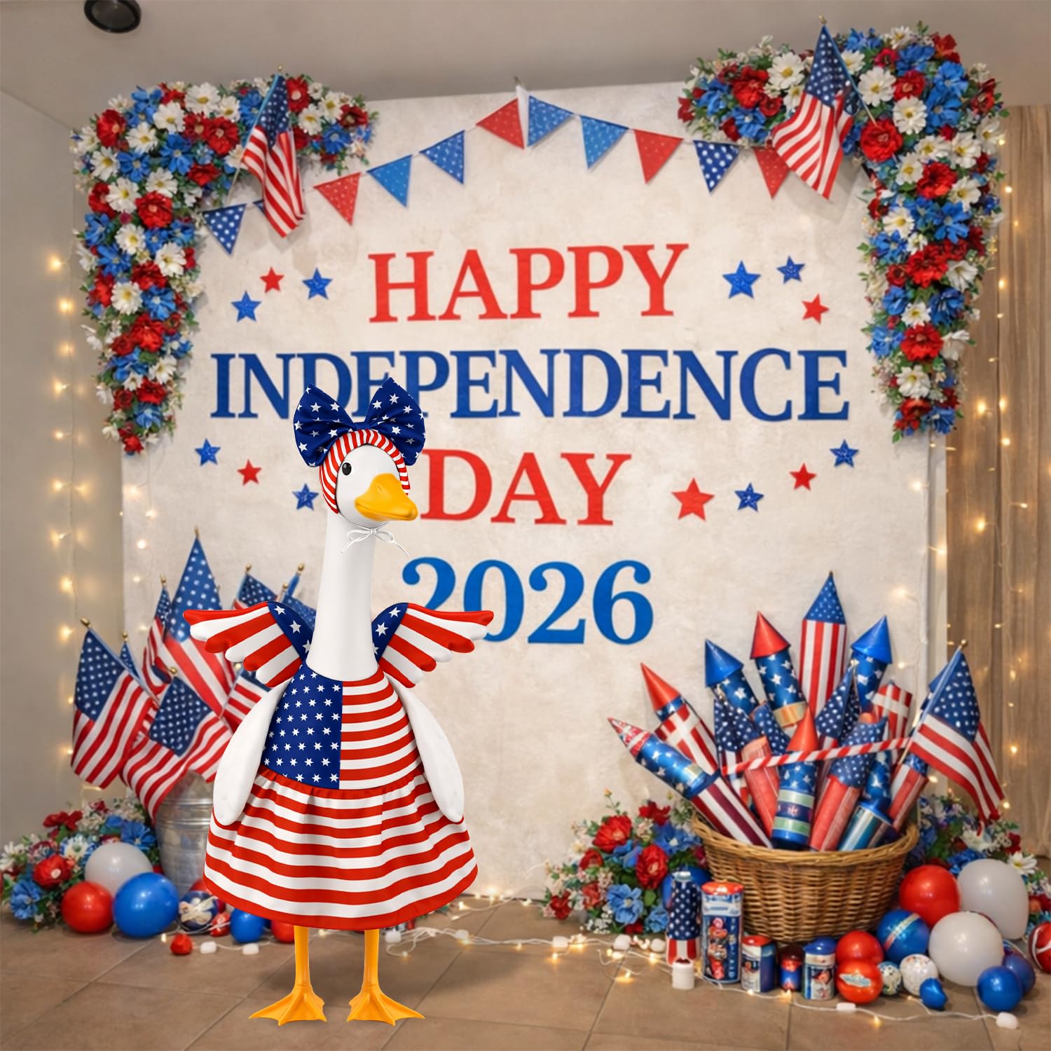 Aymolas complete patriotic set with dress and headband for easy porch setup