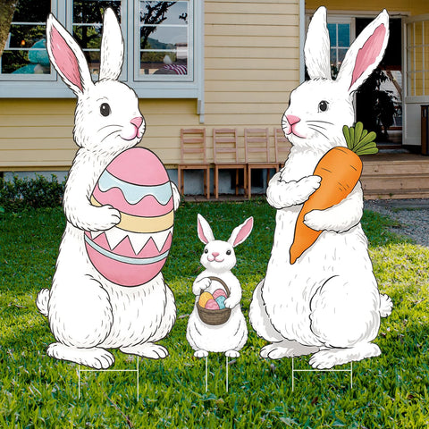Aymolas large white Easter bunny statue, 34 inches tall, creates a bold yard focal point.