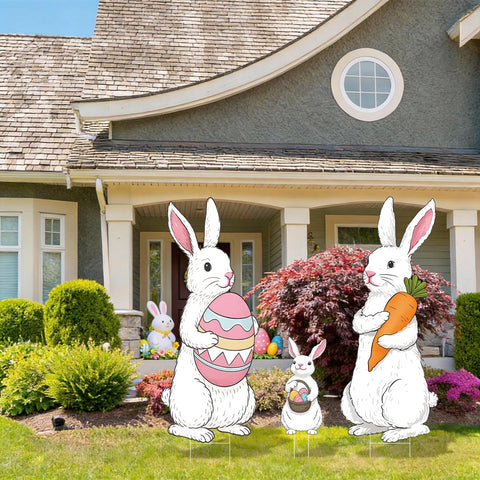Aymolas small 13-inch Easter bunny statue adds playful charm to your garden.