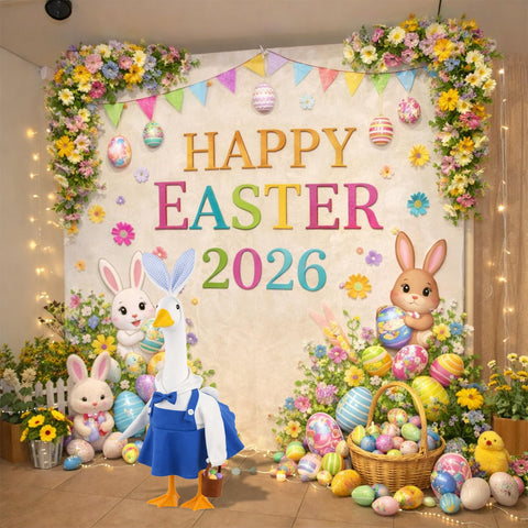 Easter-goose-basket detail creates an inviting seasonal greeting