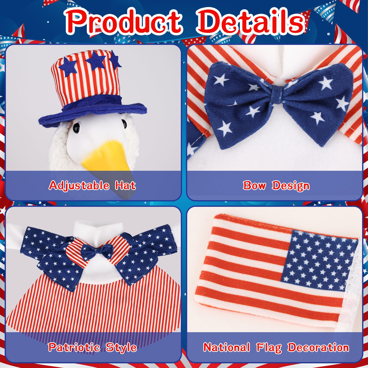 Aymolas garden decor idea for Memorial Day with a festive patriotic goose.