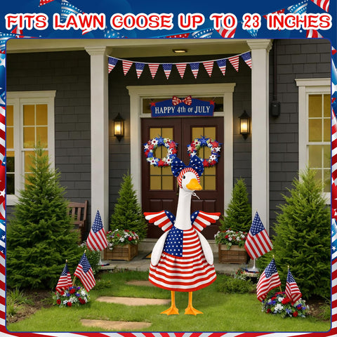 Aymolas Memorial Day lawn decor goose outfit adds patriotic ambiance to gardens