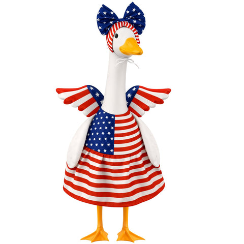 Aymolas patriotic goose outfit with winged dress enhances lawn display for July celebrations