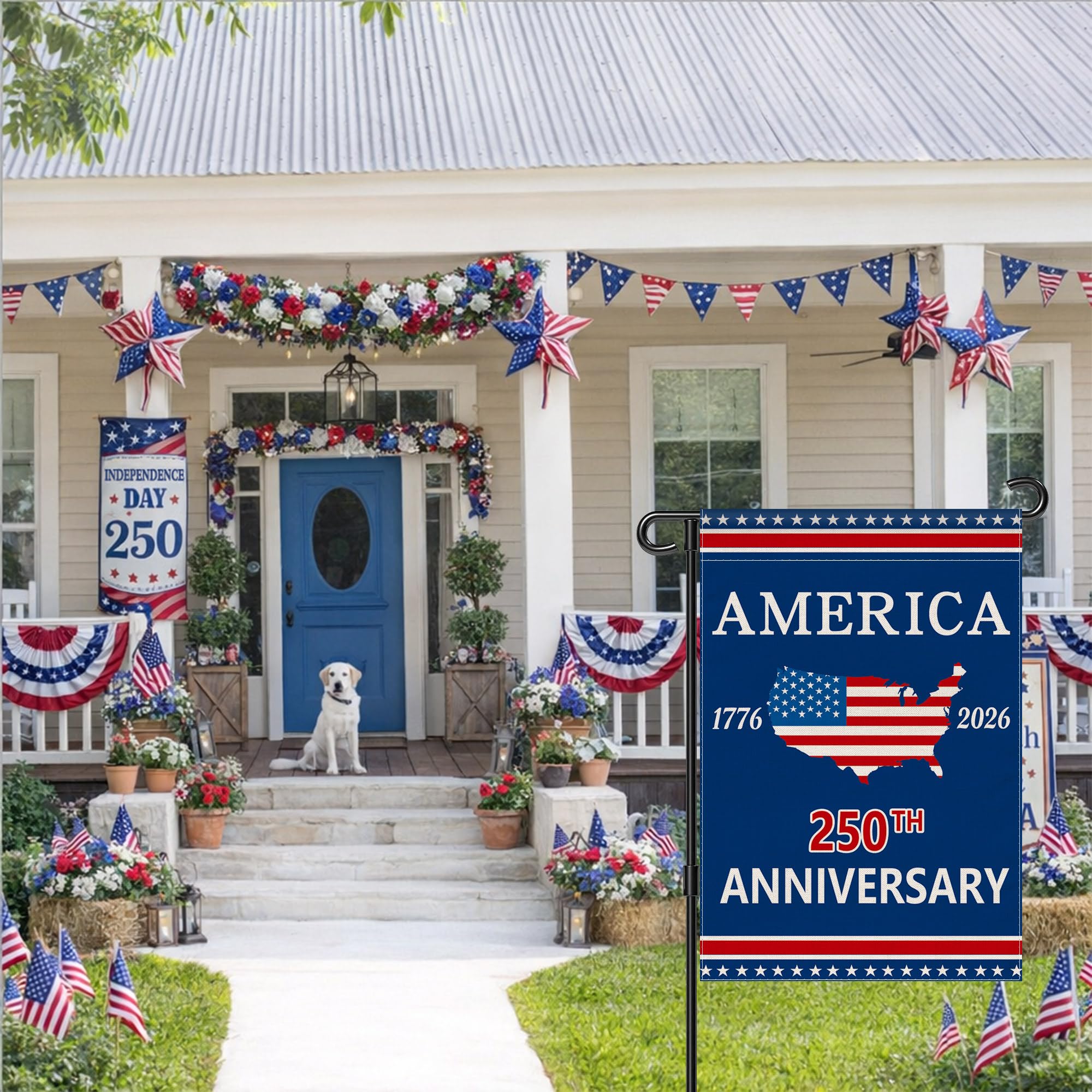 Aymolas celebrates USA's 250th anniversary with patriotic home decor.