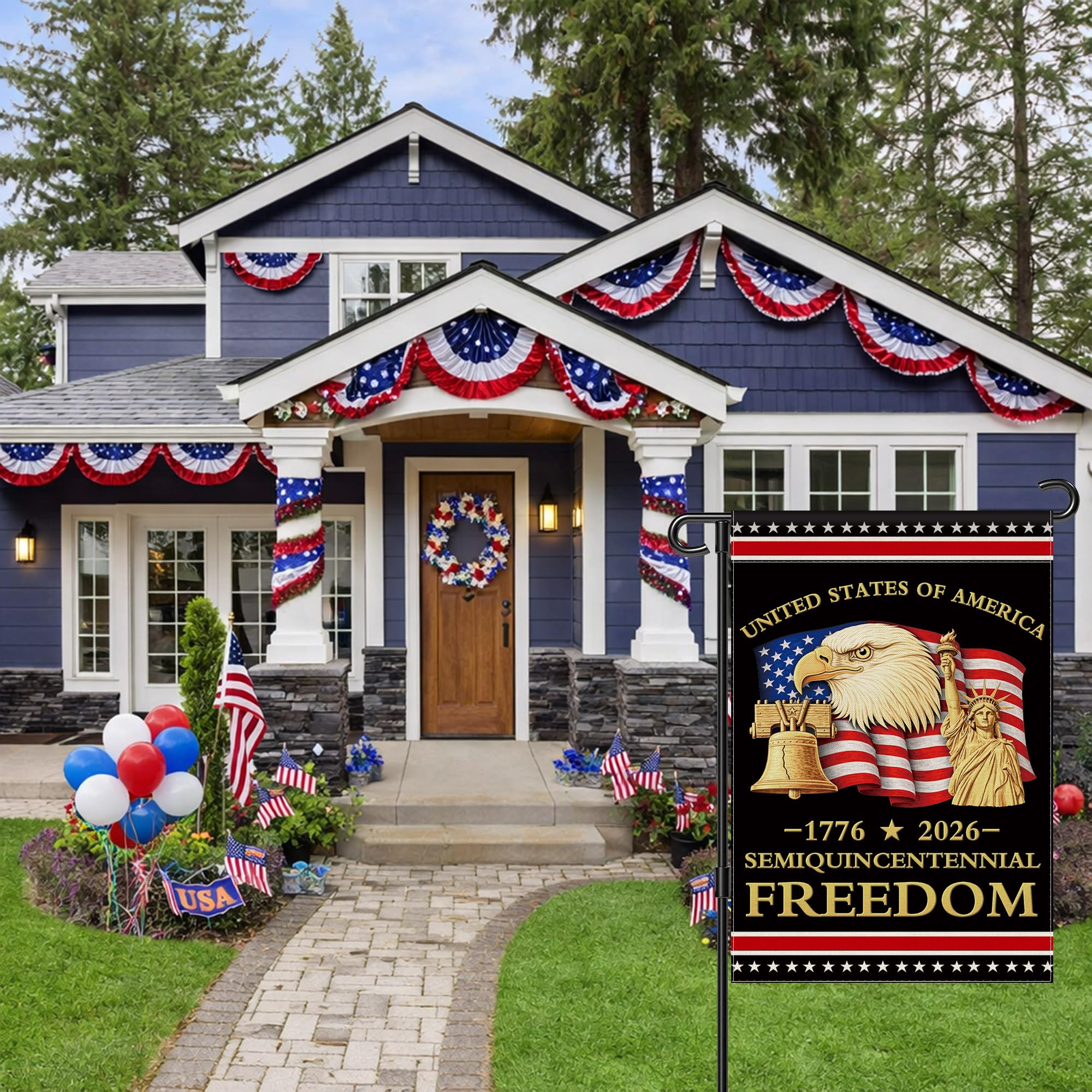 Aymolas weather-resistant polyester flag withstands sun and rain.