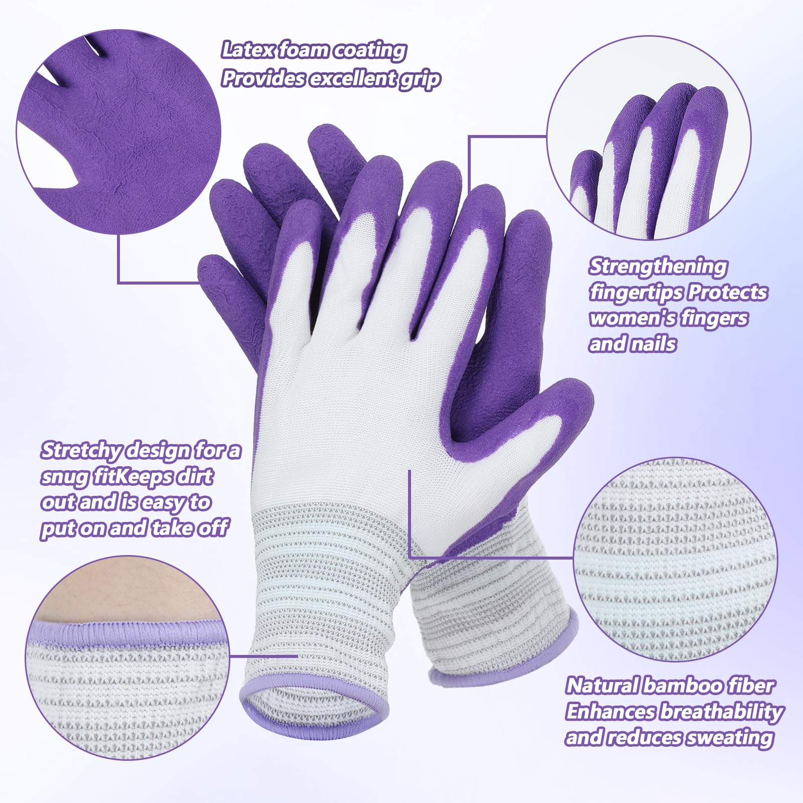Aysatogc breathable-knit gloves keep hands cool while digging and weeding outdoors.