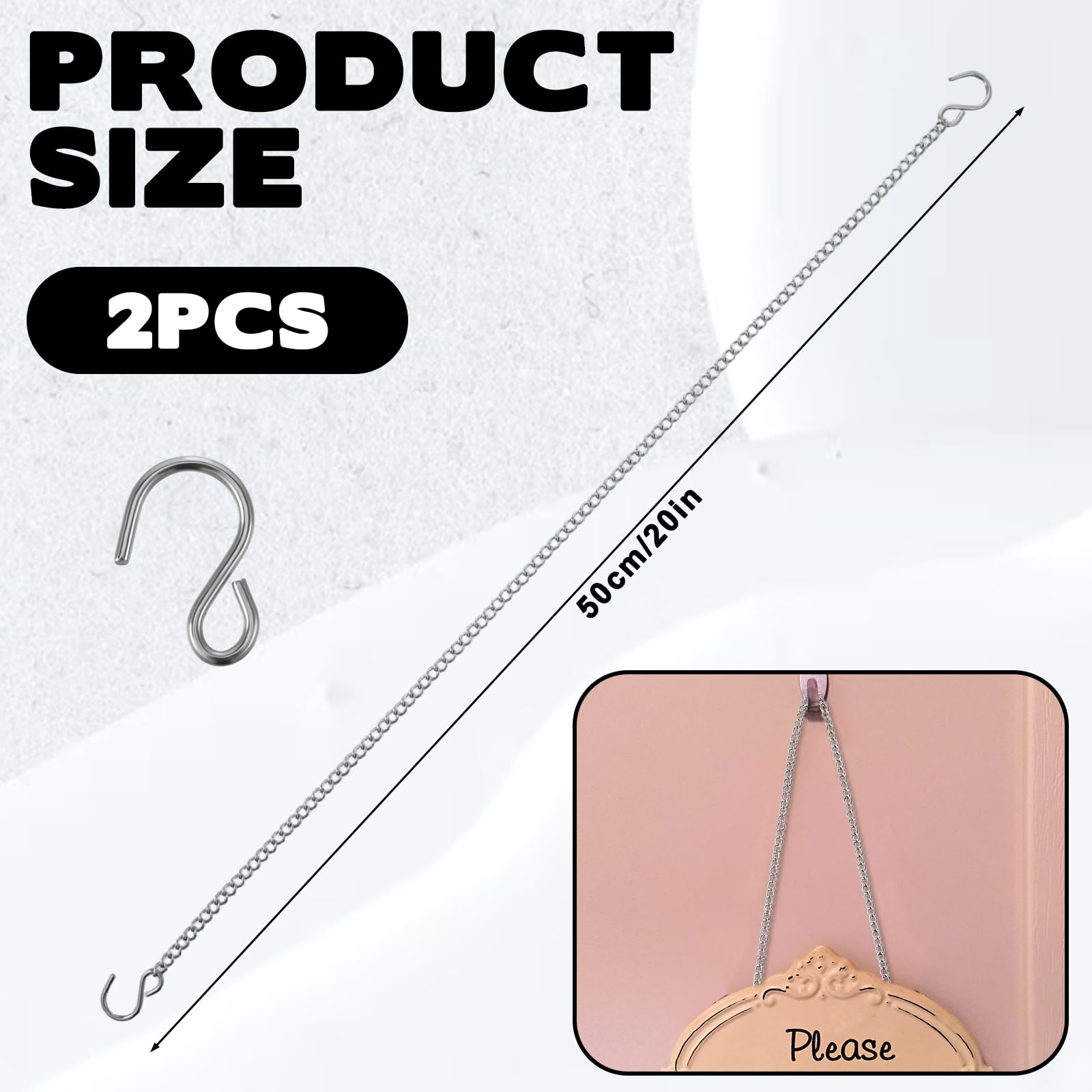 Close-up of Aysatogc S-hooks on hanging chain showing easy tool-free connection