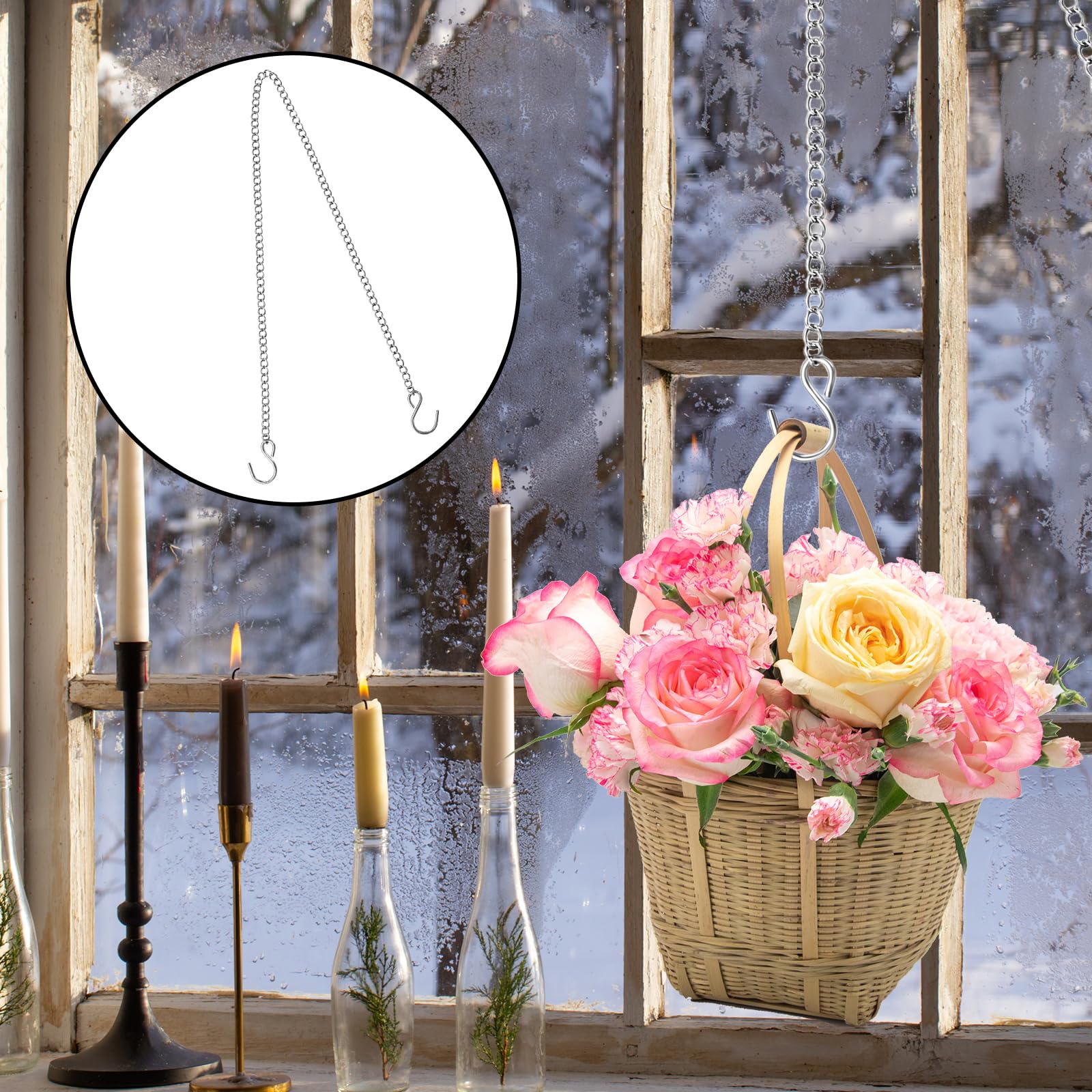 Aysatogc sign hanger in a retail display using hanging chains
