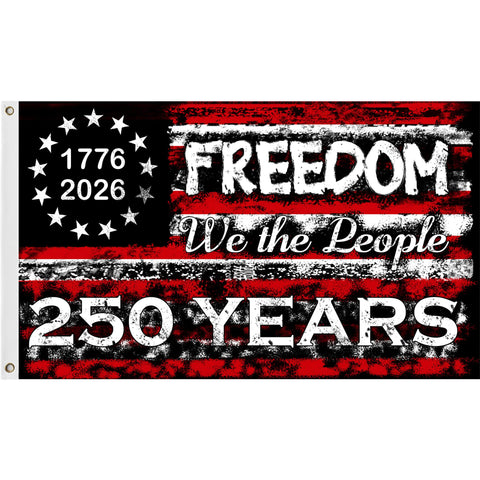 AYTHSRIC 250th anniversary flag waves in light wind for outdoor patriotic decor.