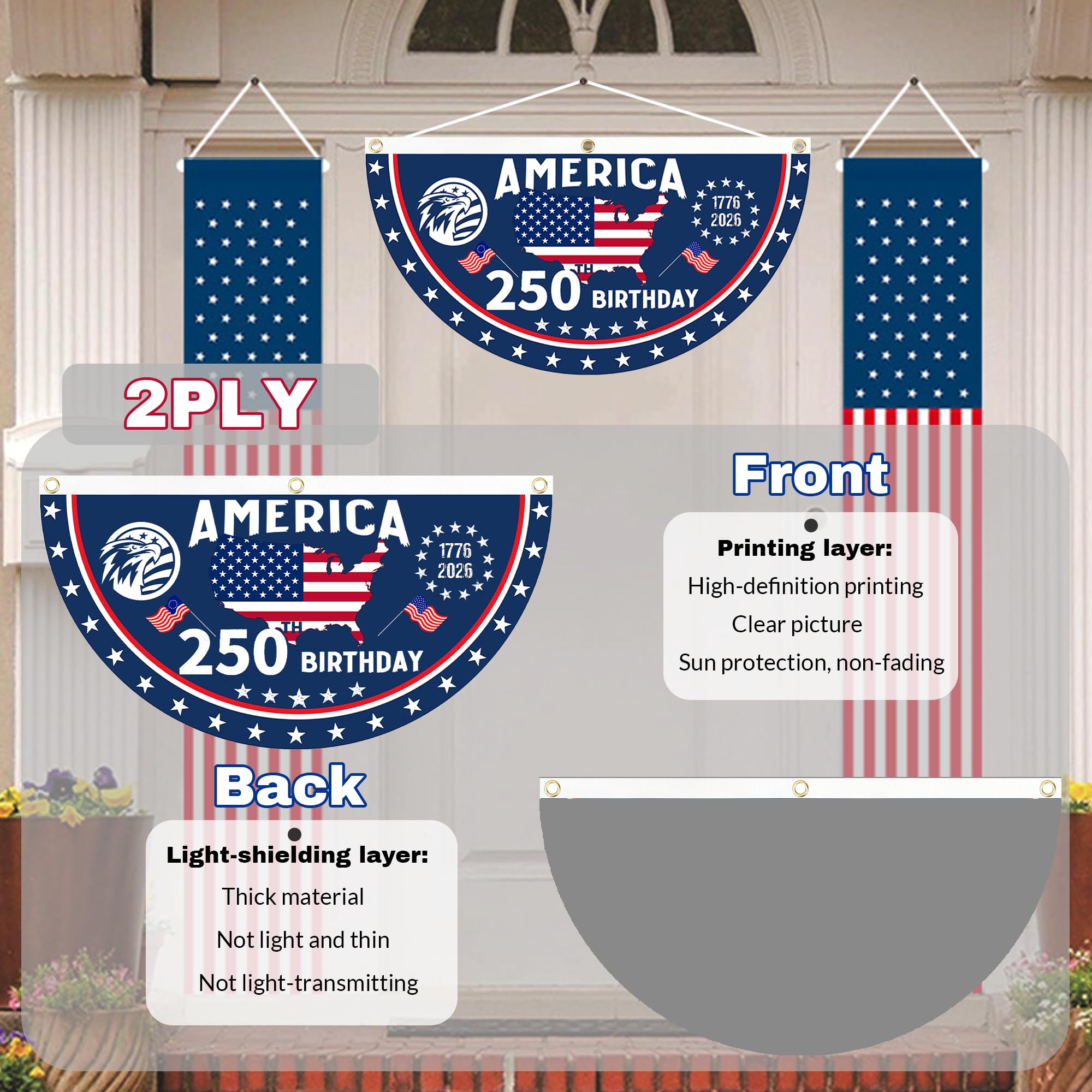 AYTHSRIC 250th anniversary flag detailed pattern offers commemorative visual appeal.