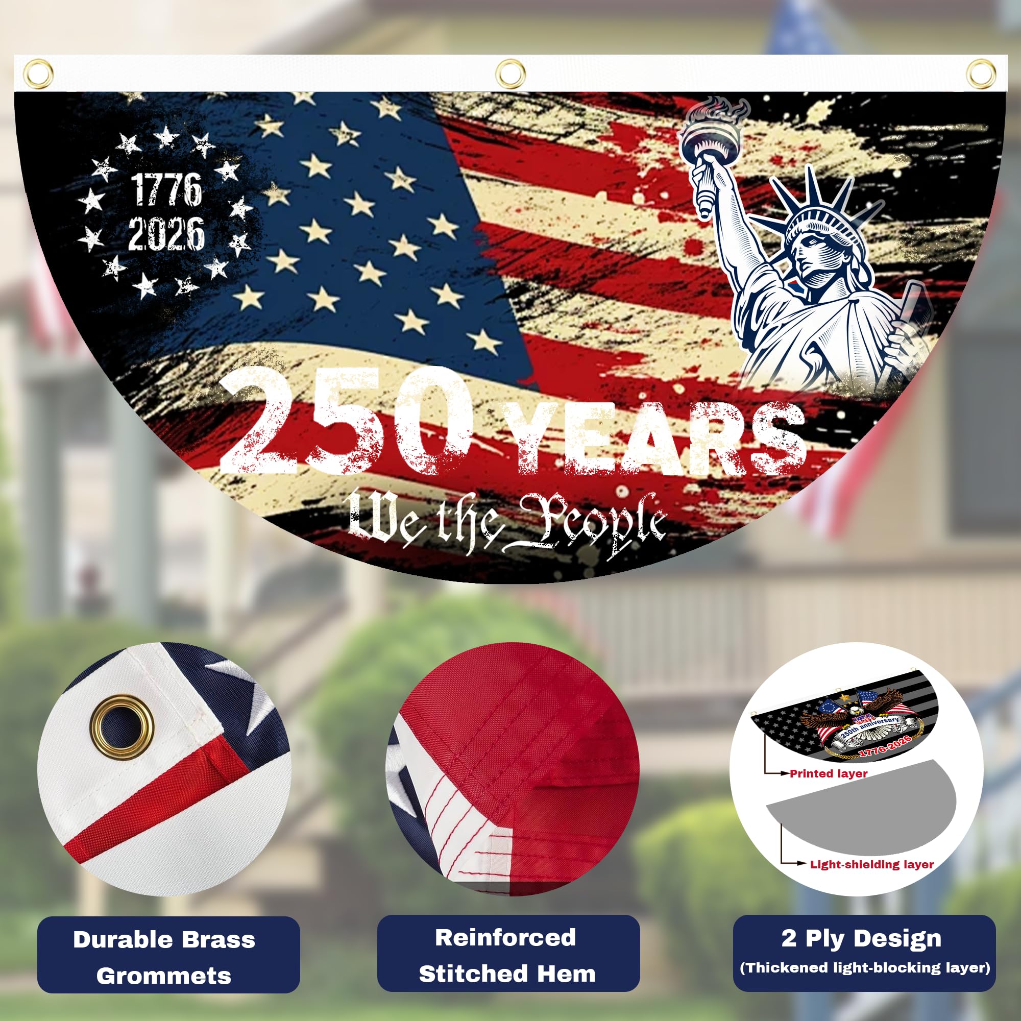 AYTHSRIC flag brass buckle hanging for easy wall or porch mounting.