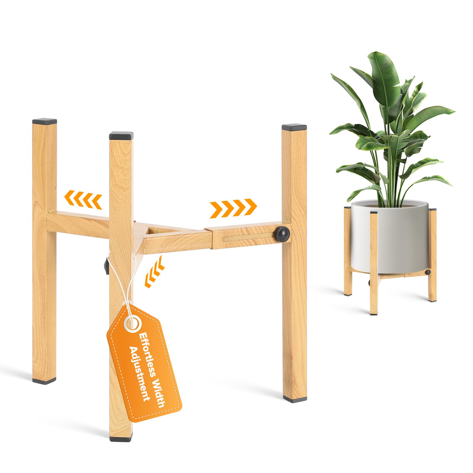 AZADESJET plant stand adjustable width supports 8–12 inch pots for versatile placement.