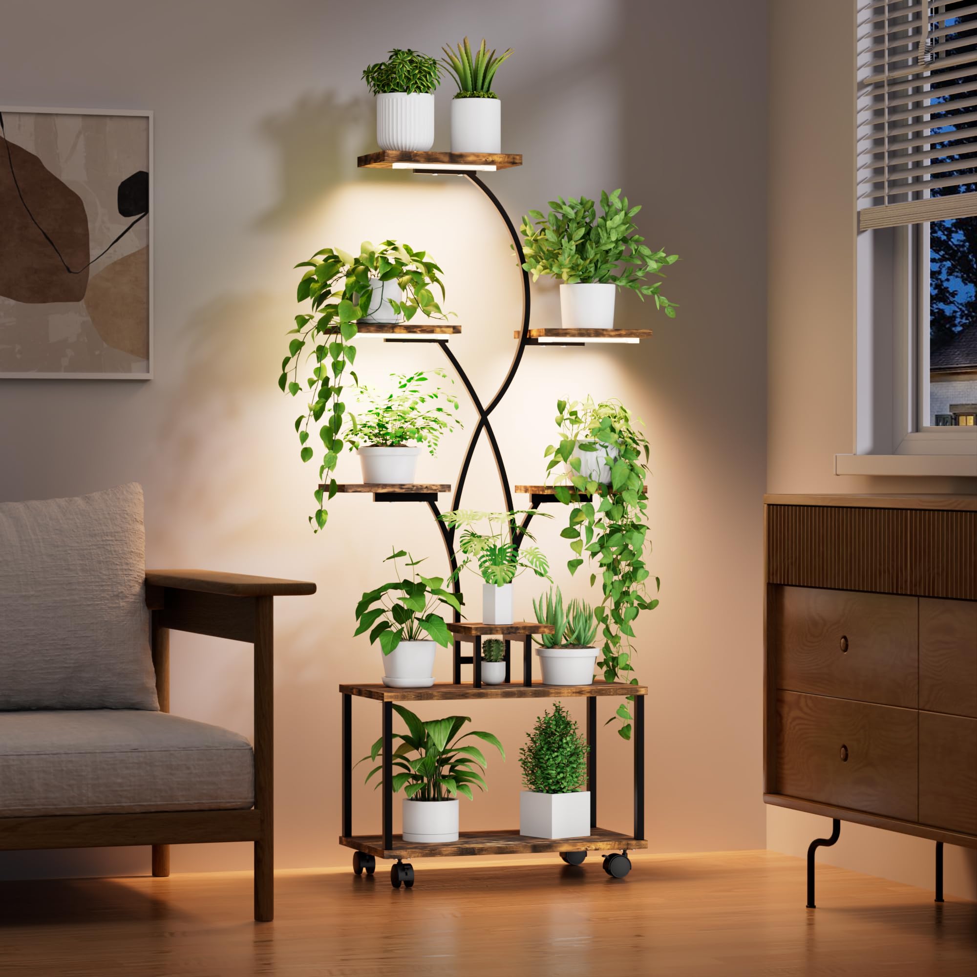 Azaeahom grow-light display shelf offering adjustable brightness