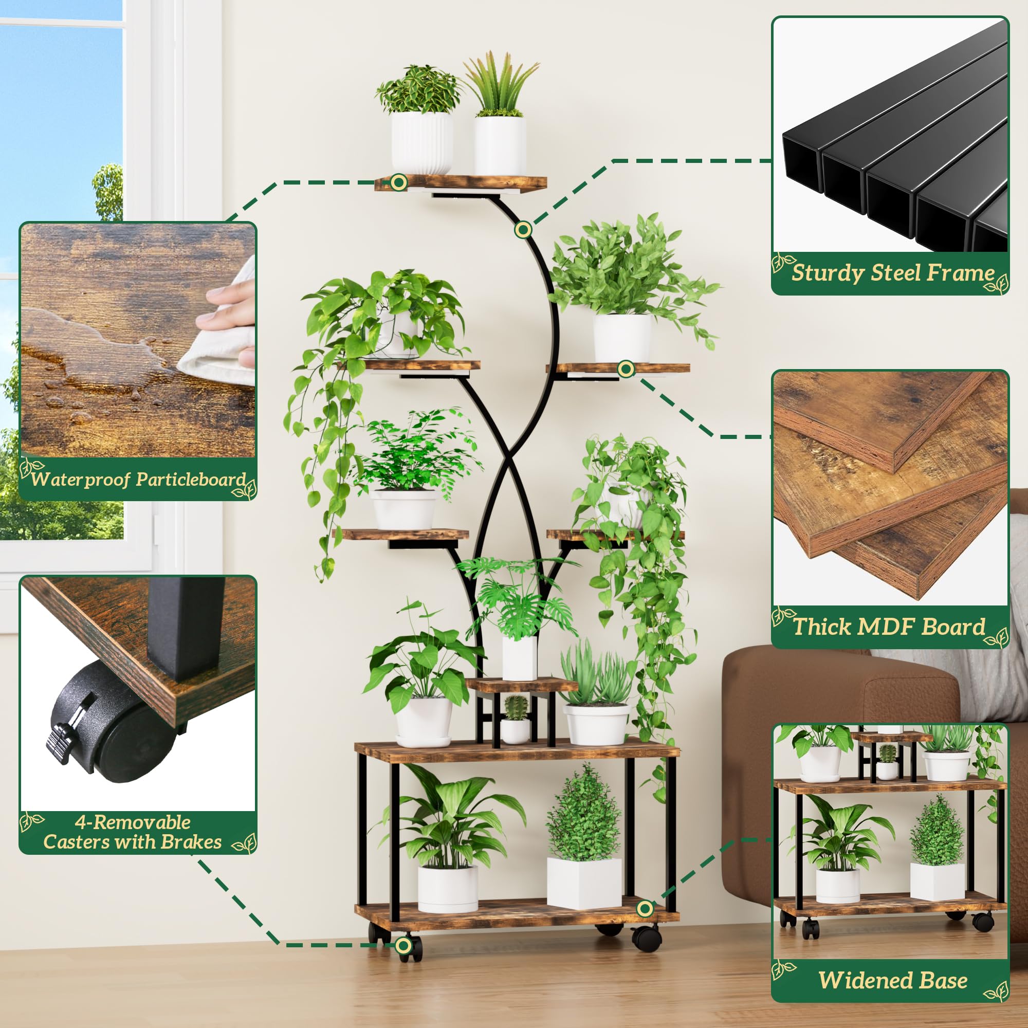 Azaeahom sturdy metal frame provides stable support for heavy pots