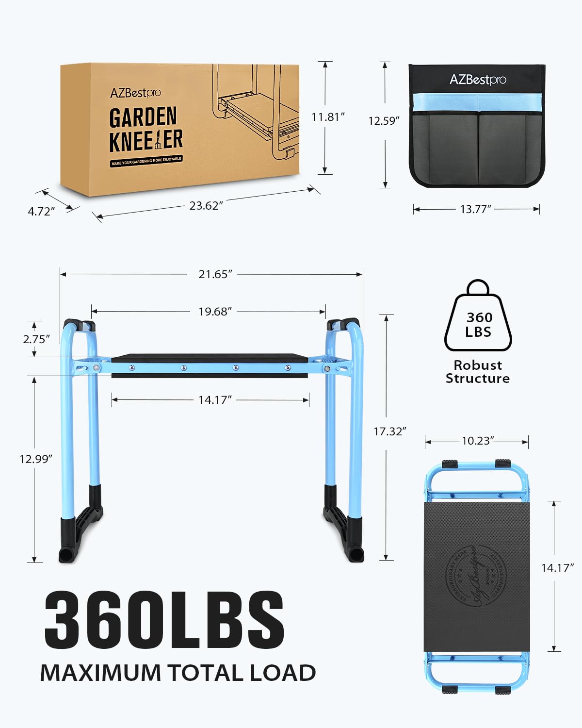 AZBestPro kneeler folded design for easy storage and quick setup