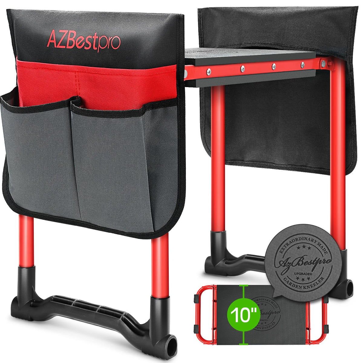 AZBESTPRO garden kneeler with 10-inch seat providing knee comfort during weeding