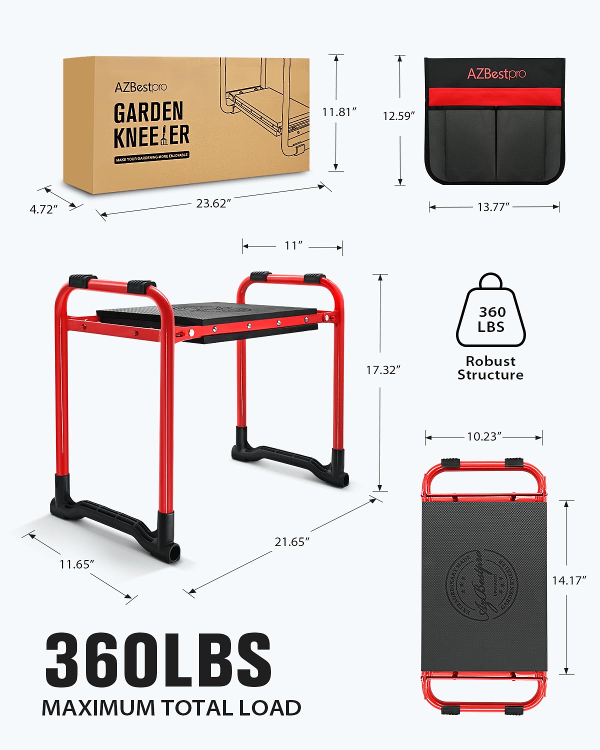 AZBESTPRO garden kneeler stability design supports balance while tending beds