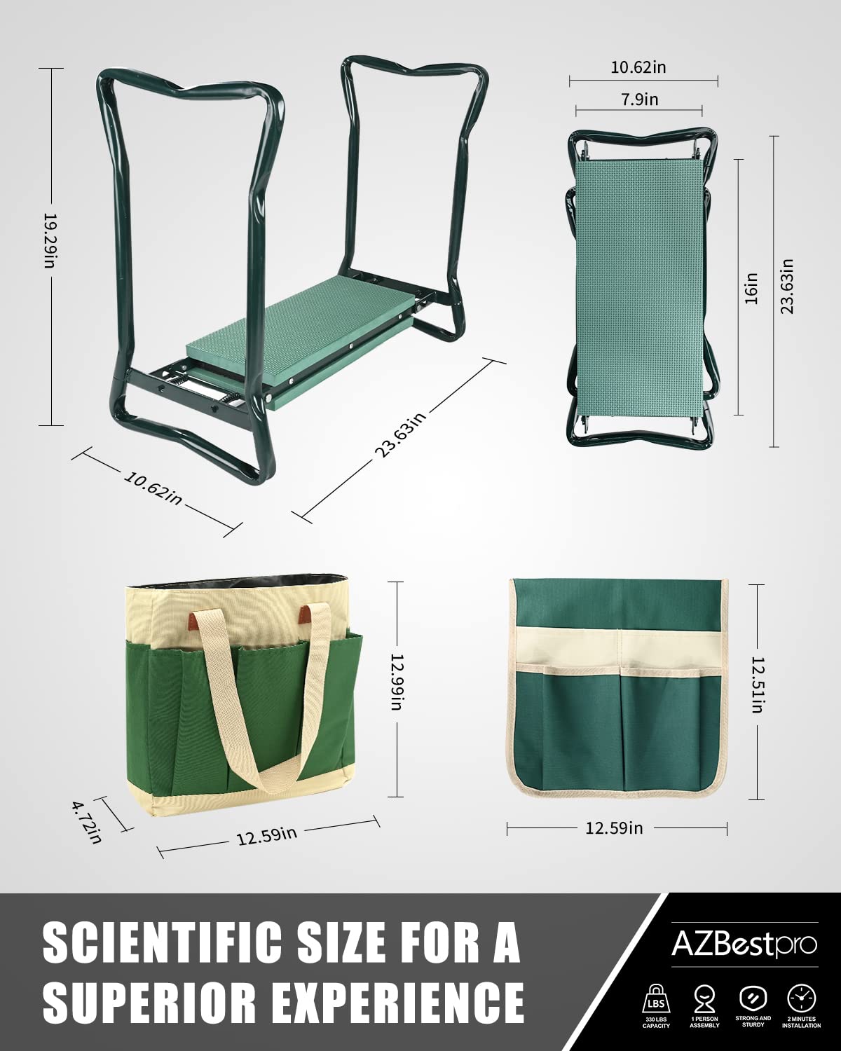 AZBESTPRO garden kneeler with seat opened for comfortable gardening sessions.