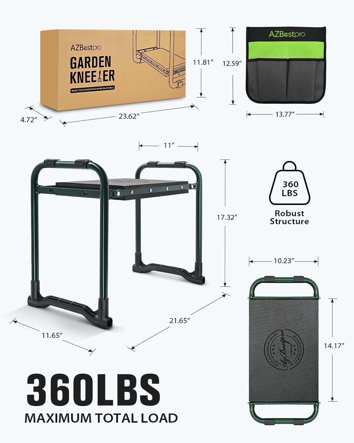 AZBESTPRO foldable kneeler shows a sturdy frame for easy storage.
