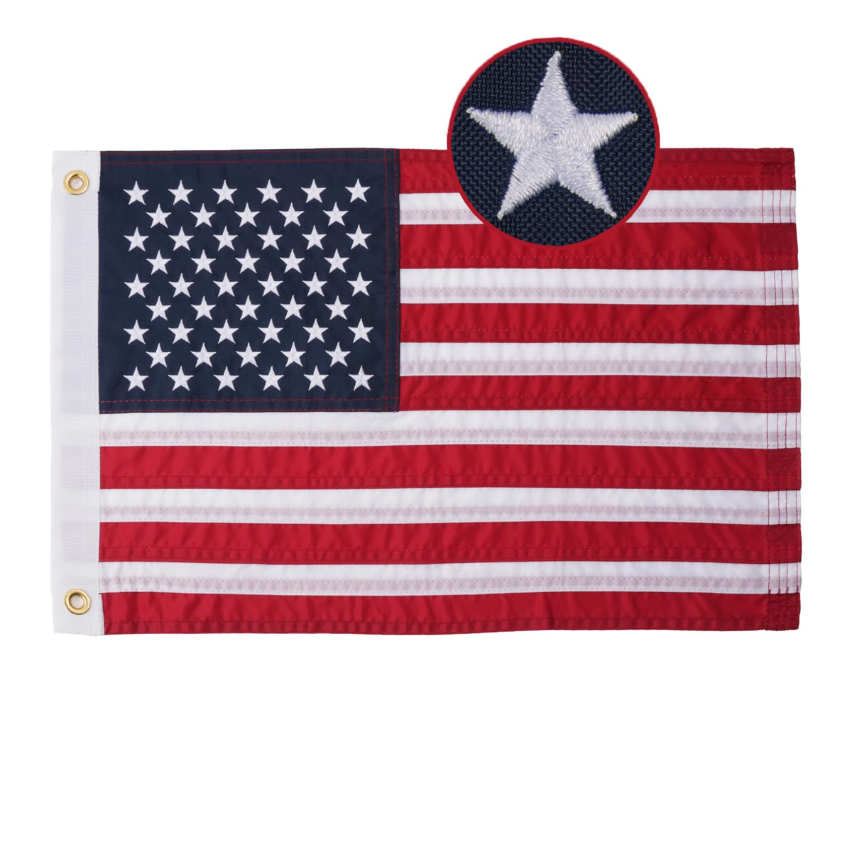 AZCOVER American flag 16x24 outdoors fluttering in wind, built for longevity.