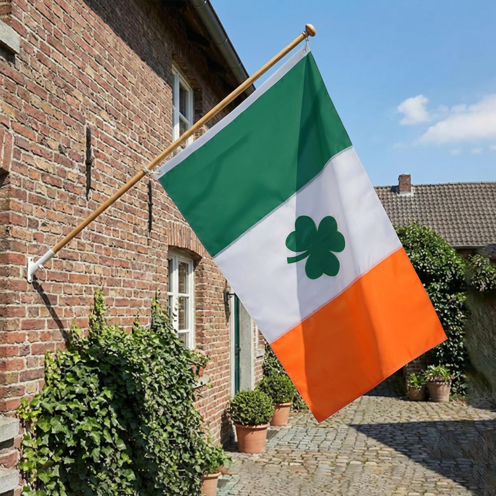 AZCOVER Irish Flag with embroidered shamrock edge adds premium appearance.