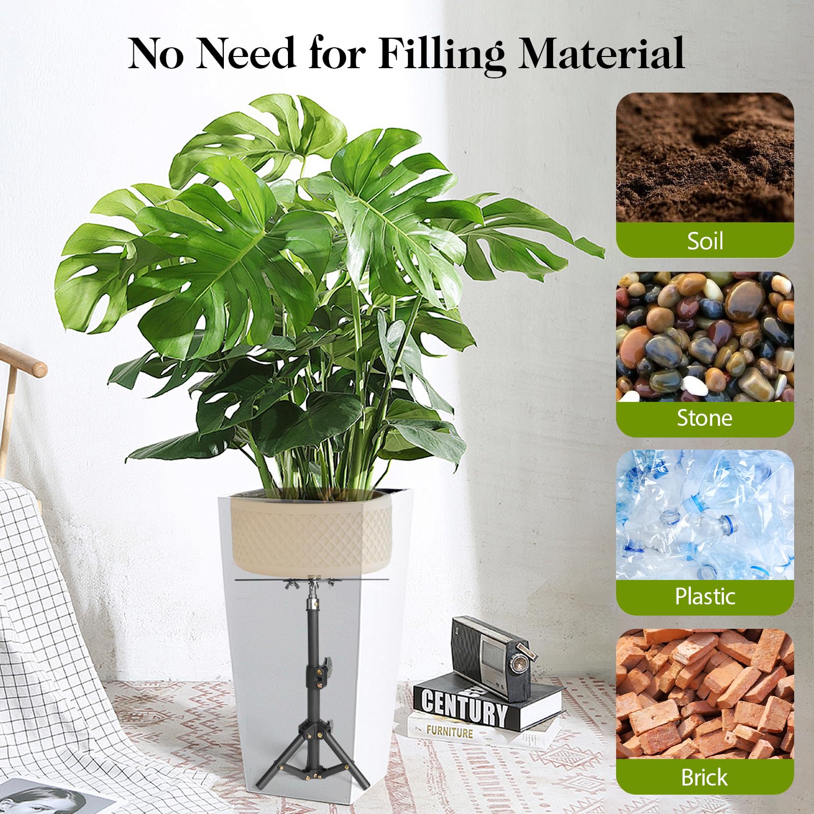 AZEAM height planter lifter stand with 4-12 inch top support improves stability