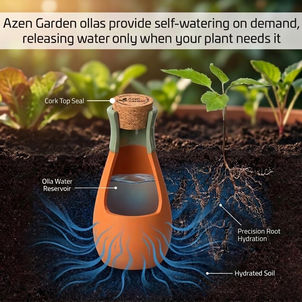 Azen Garden Ollas 4-pack in premium gift-ready packaging for plant lovers.