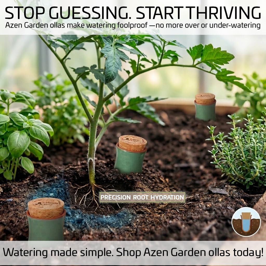 Azen Garden set-of-4 keeps multiple plants watered reliably.