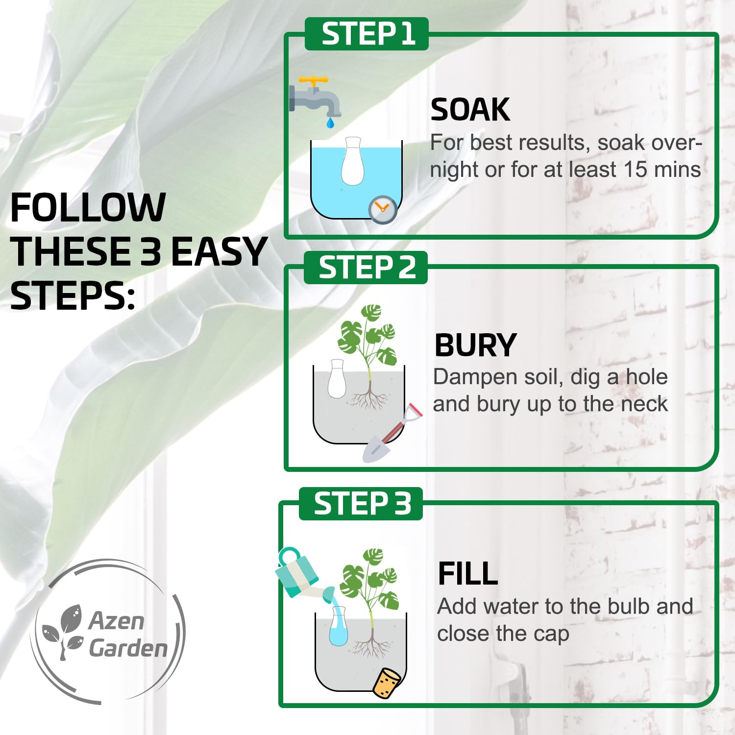 Azen Garden slow-release watering supports healthy root development.