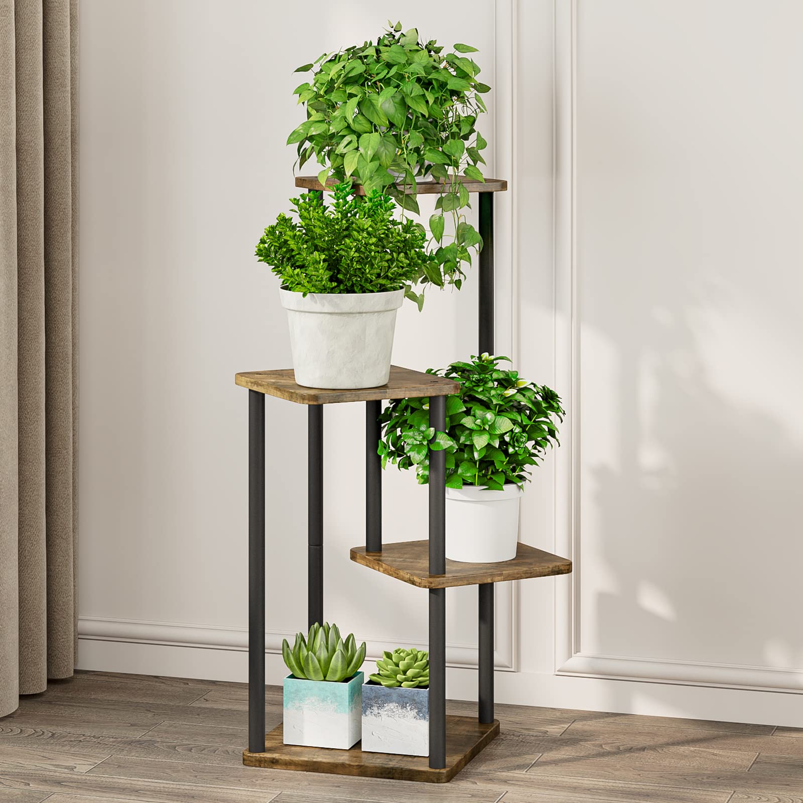 AZERPIAN indoor plant shelf tower enhances home decor while showcasing multiple pots.