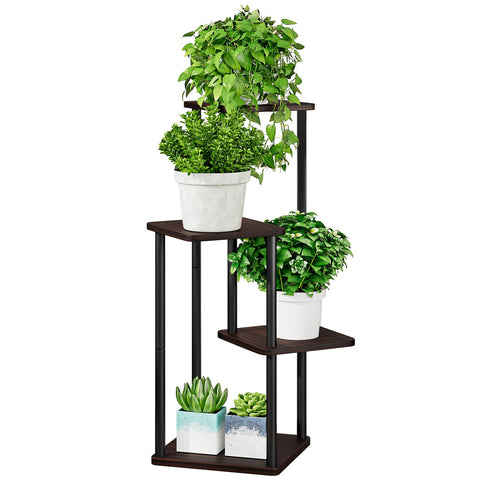 AZERPIAN 4-tier plant stand displays plants in a compact corner.