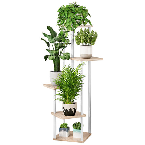 AZERPIAN 5-tier plant stand displays multiple pots for organized indoor gardening
