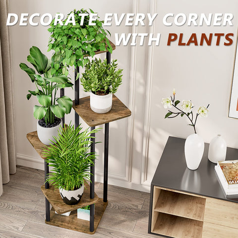 AZERPIAN 5-tier stand in use with mixed pots for space-saving display.