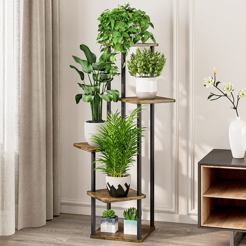 AZERPIAN 5-tier plant stand side view showing sturdy corner placement.