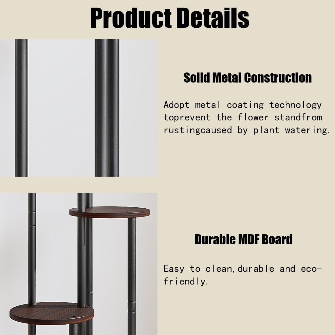 AZERPIAN 5-tier durable metal and MDF build for longevity.
