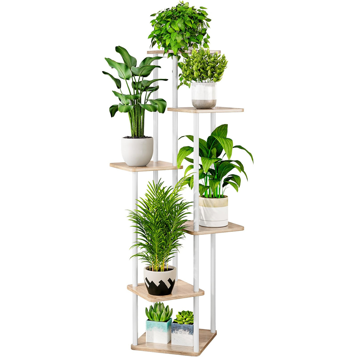 AZERPIAN 6-tier plant stand front view for corner display and plant organization