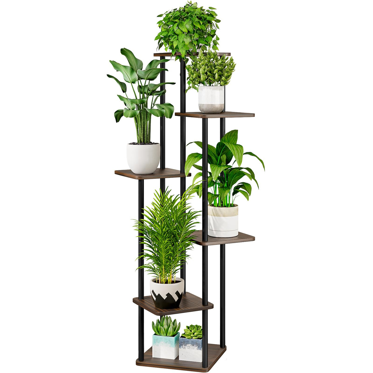 AZERPIAN 6-tier plant stand front view shows space-saving corner display.
