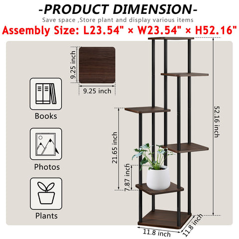 AZERPIAN 6-tier plant stand living room setup with plants and photos.
