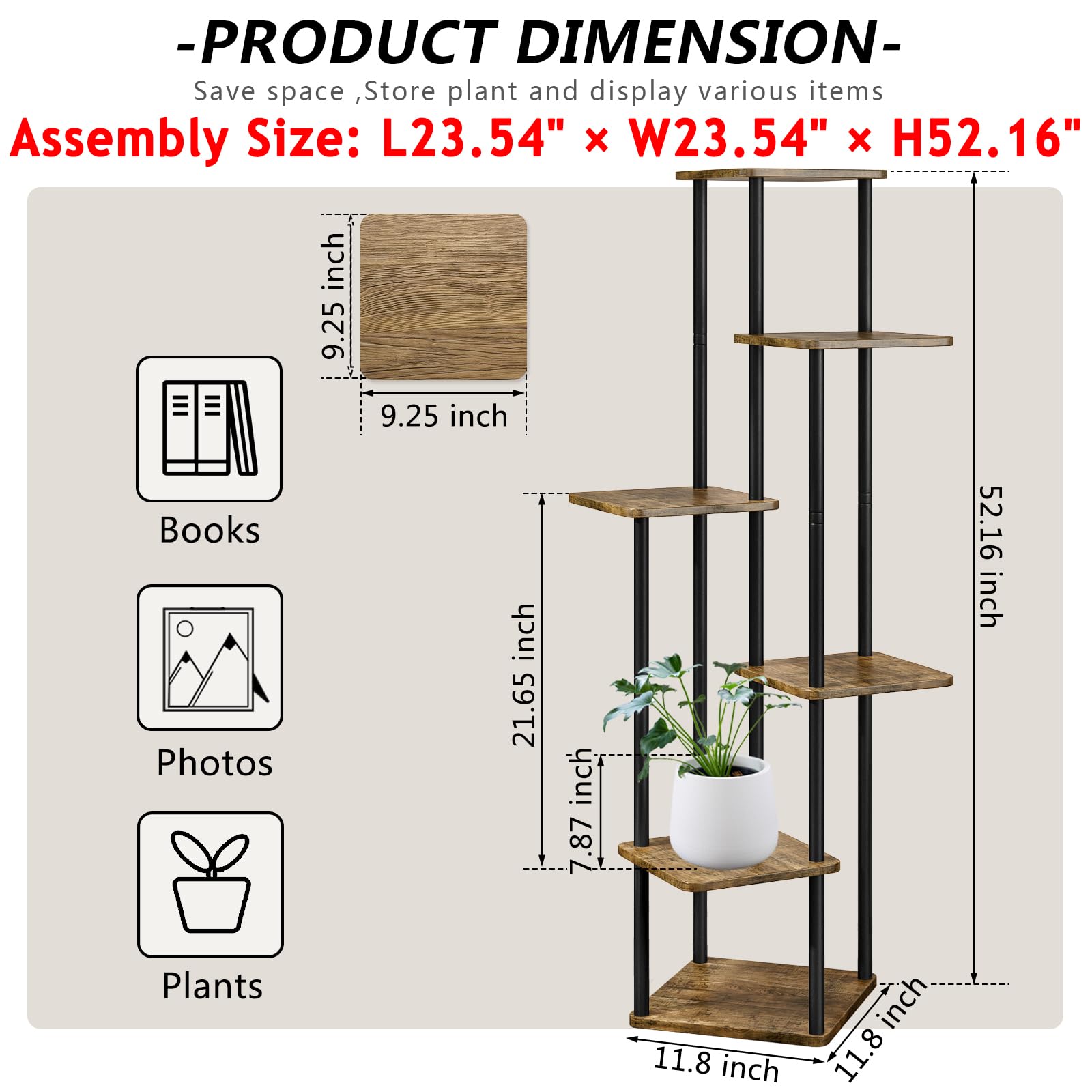 AZERPIAN Plant Stand features anti-slip feet protecting floors and improving stability.