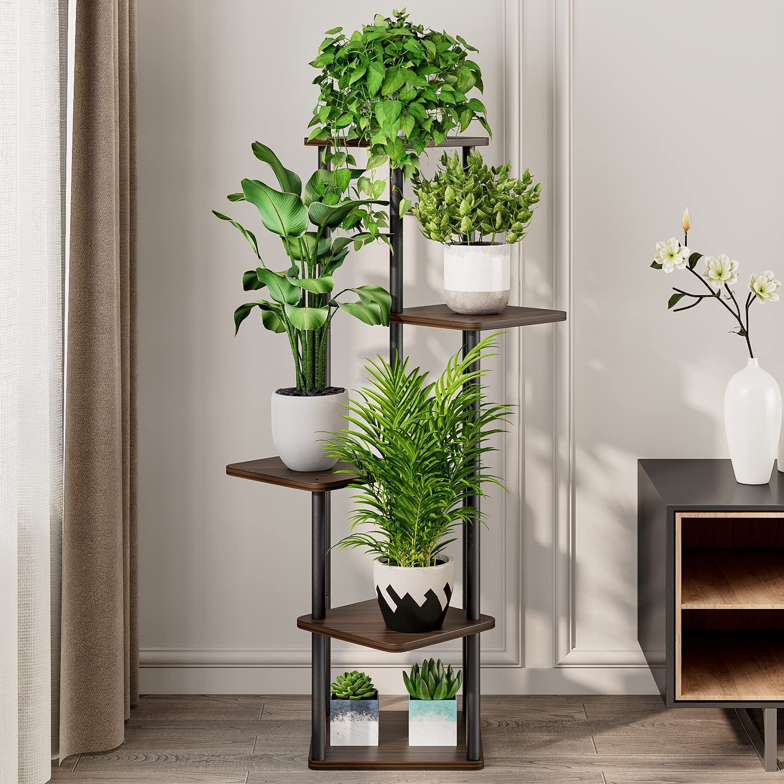 AZERPIAN tall plant rack with anti-slip feet ensures stability.