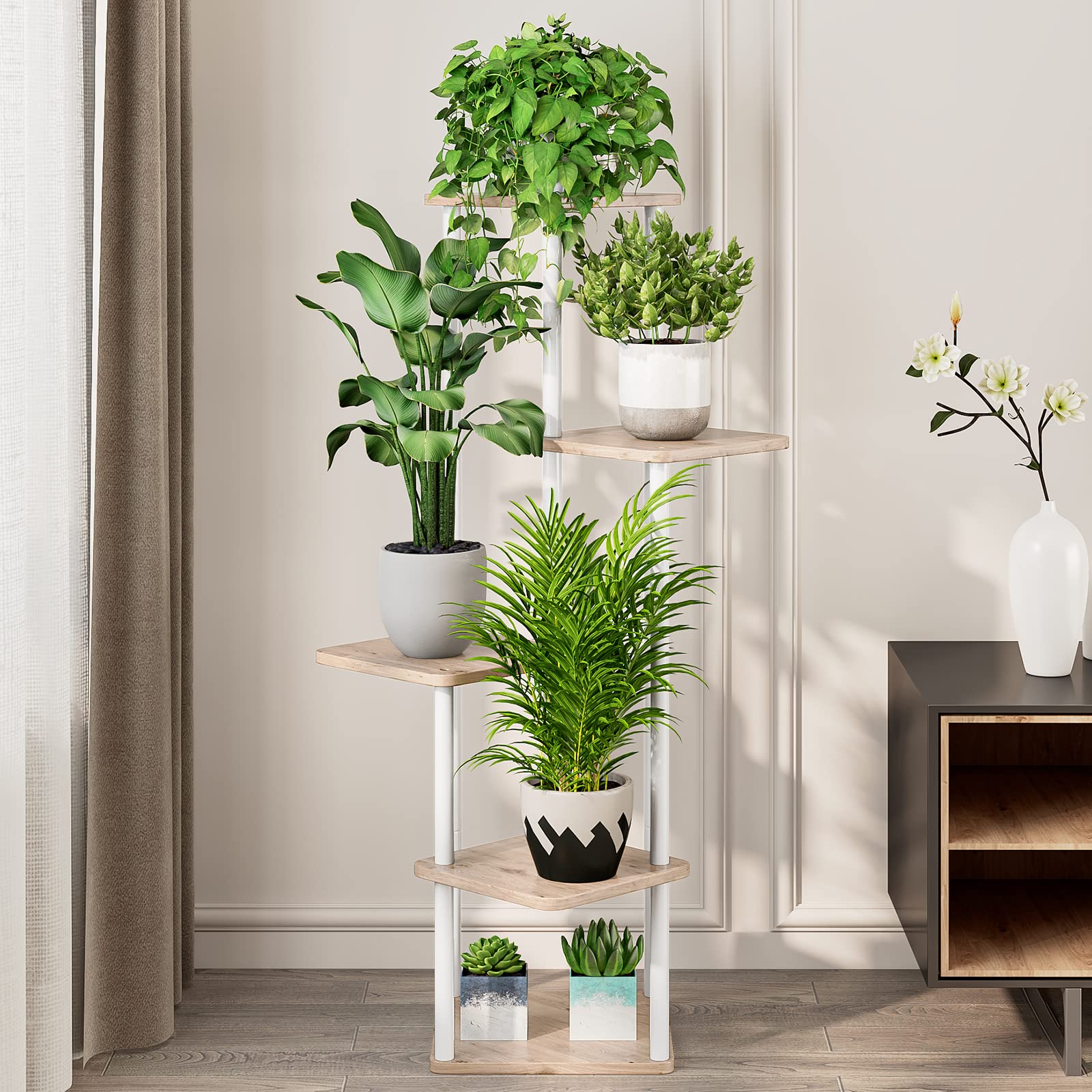 AZERPIAN tall plant shelf elevates pots for sunlight access