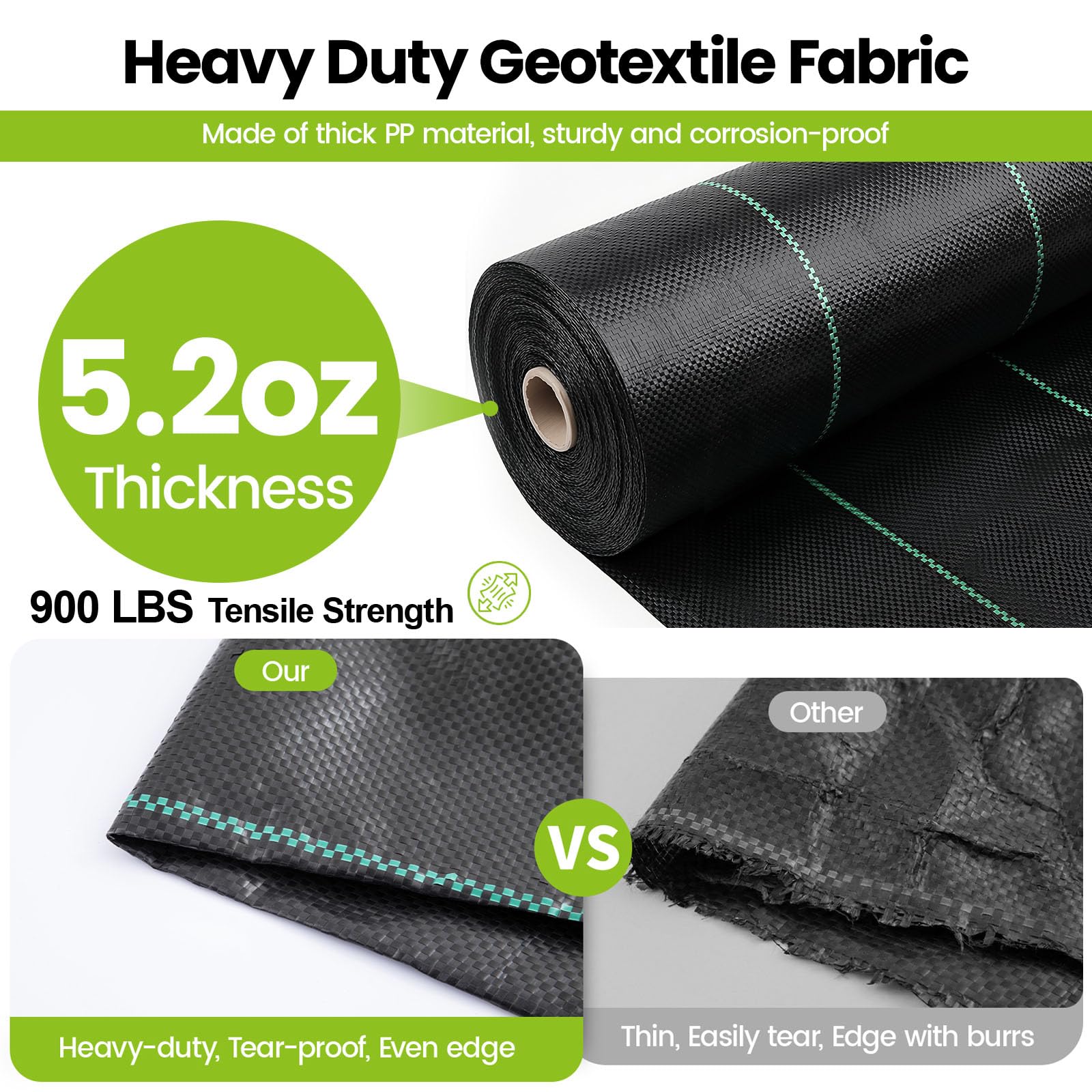 AZHCHKE cuttable weed barrier with green guide lines for easy installation