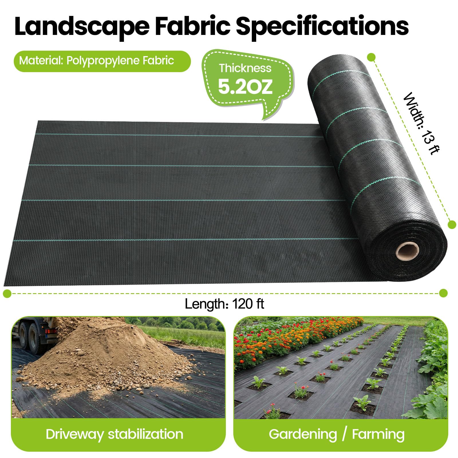 AZHCHKE geotextile 5.2 oz weave designed for durable ground cover