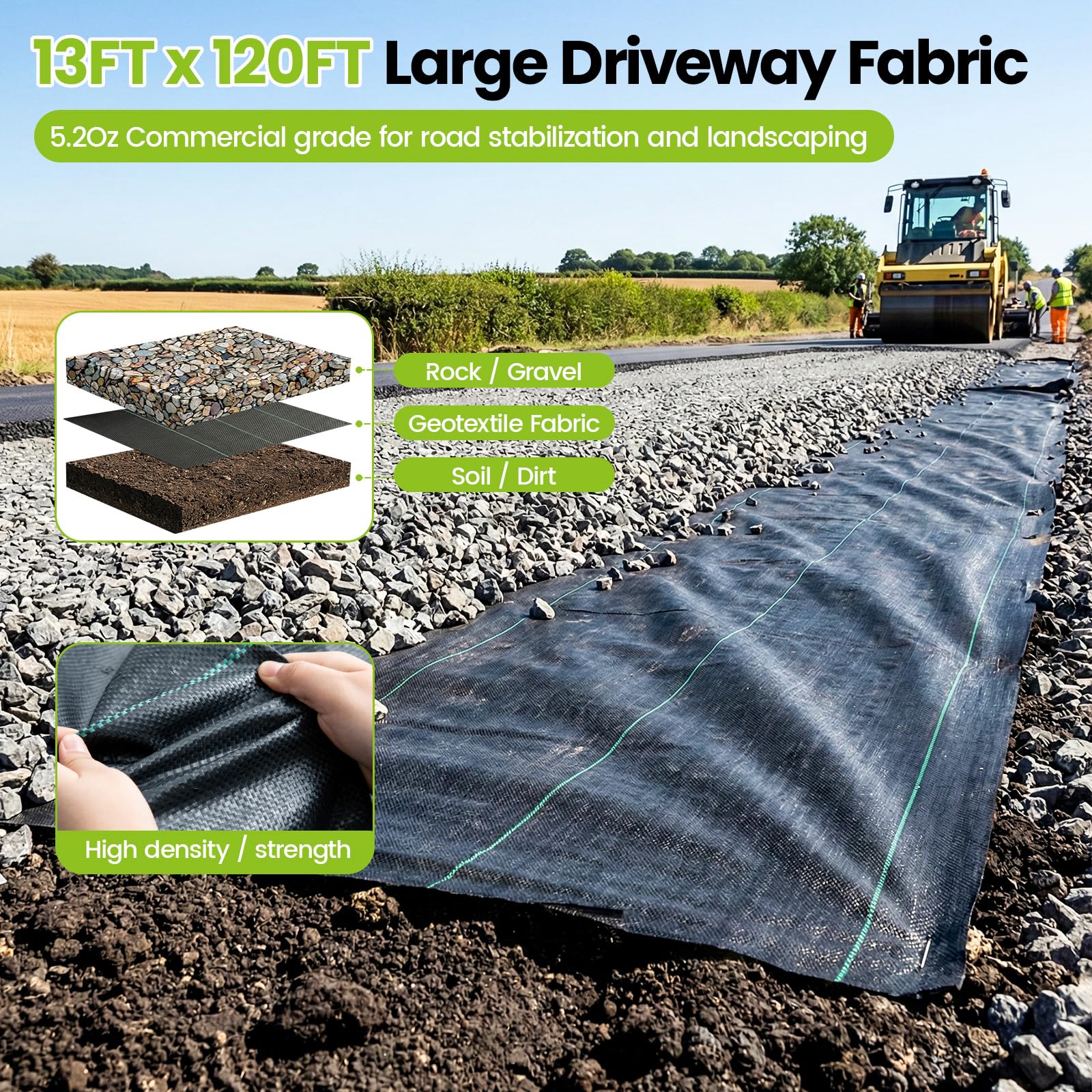 AZHCHKE weed barrier with 900 lbs tensile strength under landscape setup