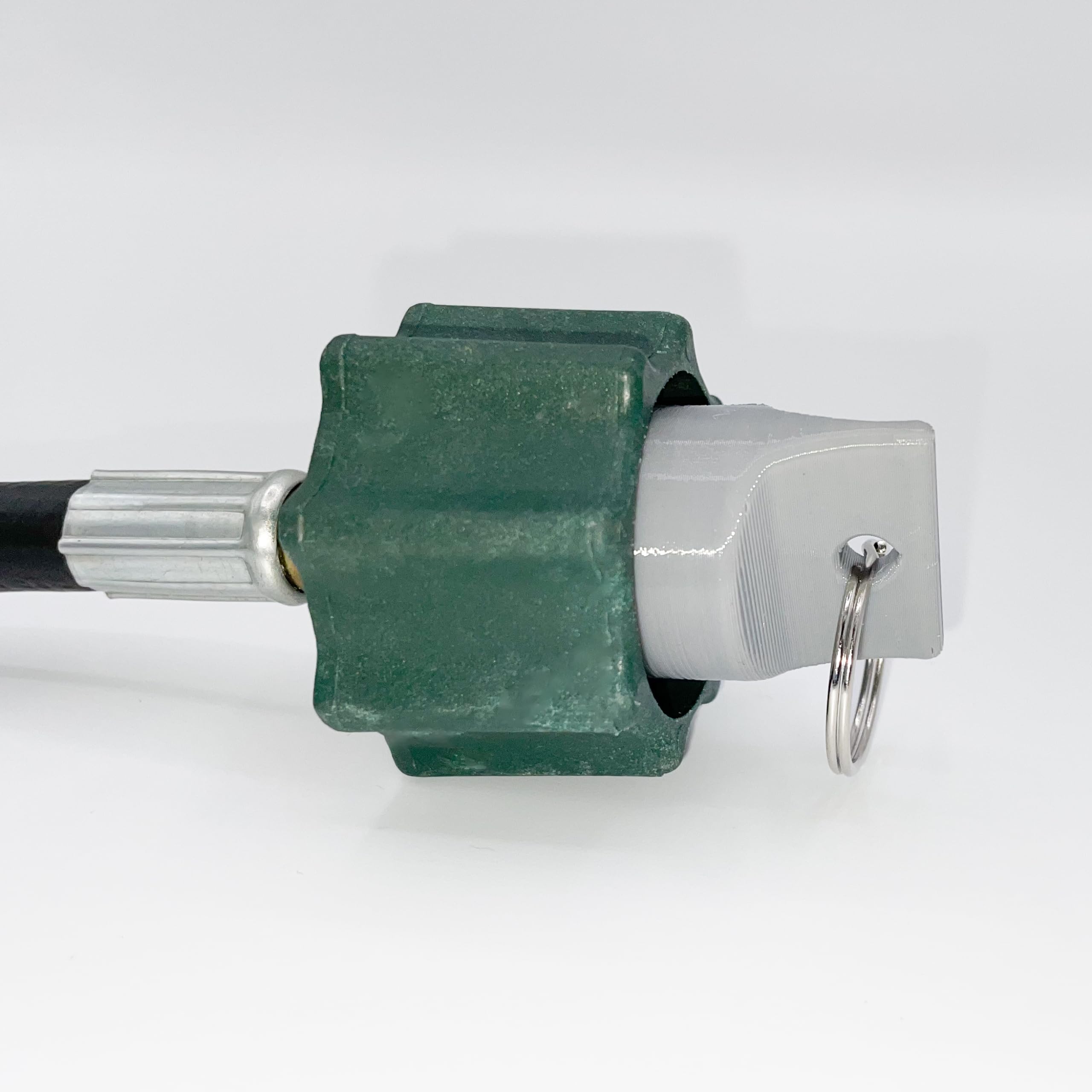 AzJake Propane Hose Plug shows integrated storage ring for quick access.